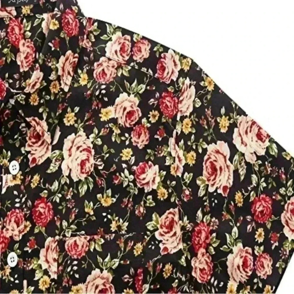 Men’s Short Sleeve Button Down Floral Hawaiian Shirt - Picture 2 of 3